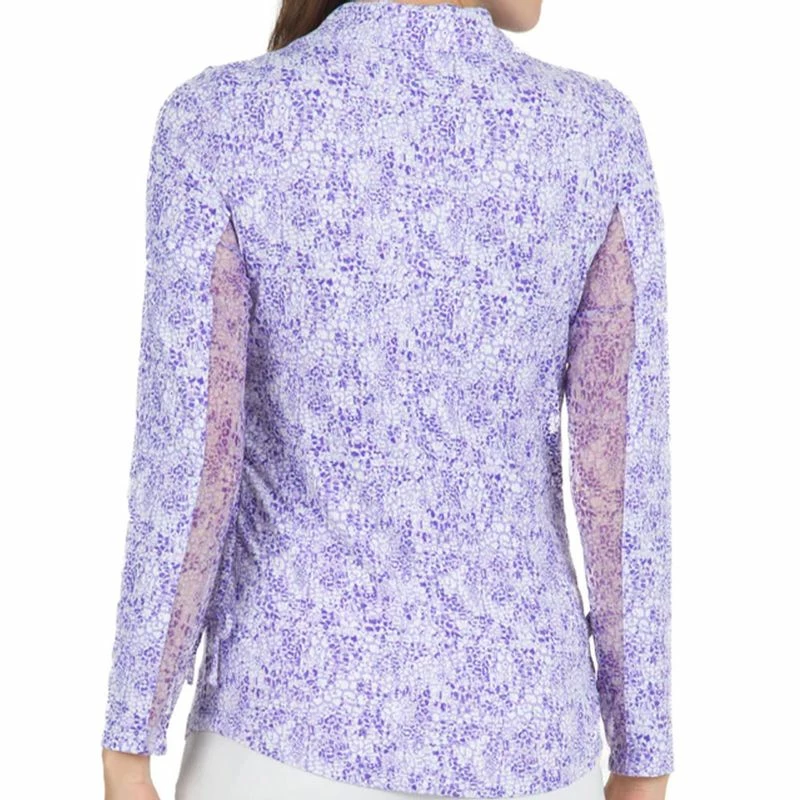 IBKUL Women's Abstract Skin Print Adjustable Length Long Sleeve 1/4-Zip Polo 4 IBKUL Women's Abstract Skin Print Adjustable Length Long Sleeve 1/4-Zip Polo - Image 2