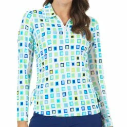 IBKUL Women&apos;s Eloise Print Long Sleeve 1/4 Zip Polo