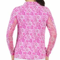IBKUL Women&apos;s Terra Print Long Sleeve 1/4 Zip Polo -Golf Clubs Shop 9829940 800 auto