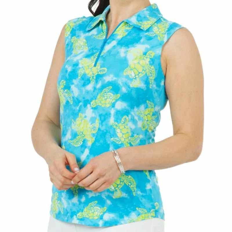 IBKUL Women's Marcella Print Sleeveless Polo 3 IBKUL Women's Marcella Print Sleeveless Polo