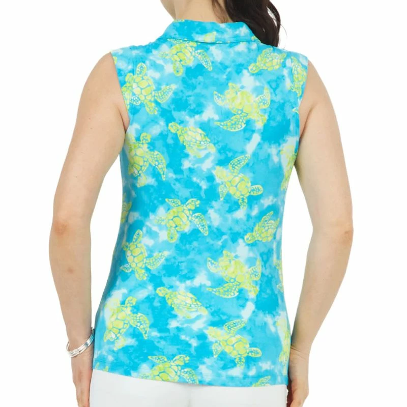 IBKUL Women's Marcella Print Sleeveless Polo 4 IBKUL Women's Marcella Print Sleeveless Polo - Image 2