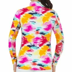 IBKUL Women&apos;s Matilda Print Long Sleeve Zip Mock Top -Golf Clubs Shop 9832262 800 auto
