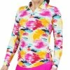 IBKUL Women&apos;s Matilda Print Long Sleeve 1/4 Zip Polo -Golf Clubs Shop 9832942 800 auto
