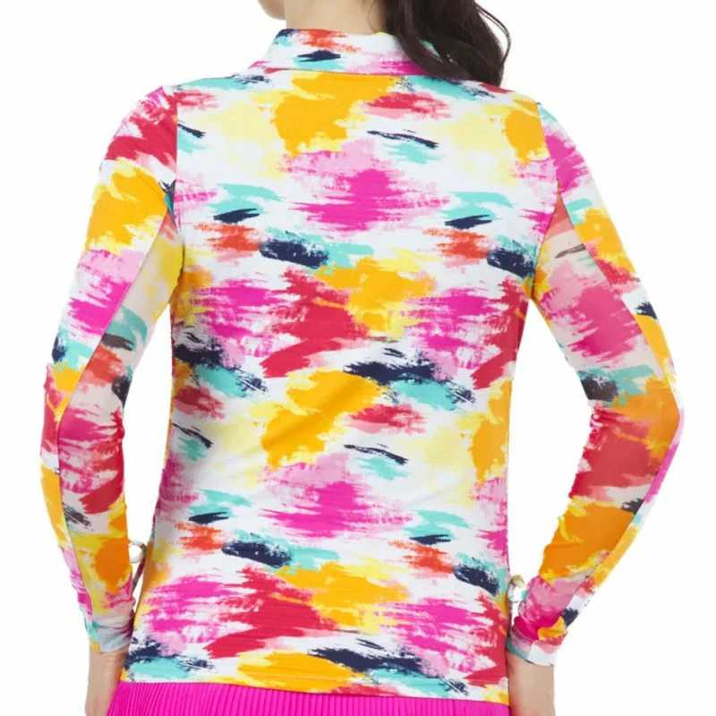 IBKUL Women's Matilda Print Long Sleeve 1/4 Zip Polo 4 IBKUL Women's Matilda Print Long Sleeve 1/4 Zip Polo - Image 2