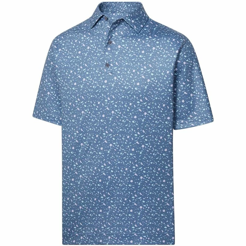 FootJoy Men's Terrazzo Print Lisle Self Collar Golf Polo 3 FootJoy Men's Terrazzo Print Lisle Self Collar Golf Polo