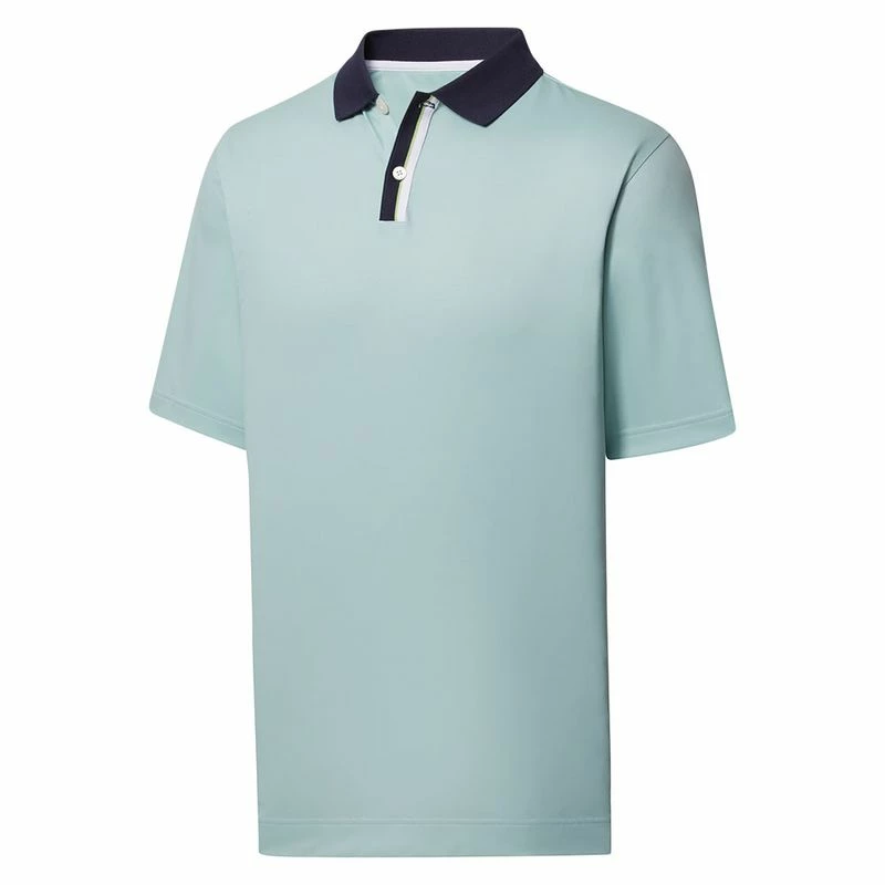 FootJoy Men's Solid Stretch Pique With Stripe Placket Polo 3 FootJoy Men's Solid Stretch Pique With Stripe Placket Polo